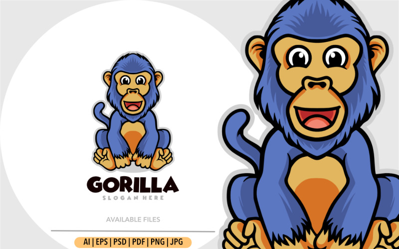 Cute monkey mascot cartoon logo illustration Logo Template