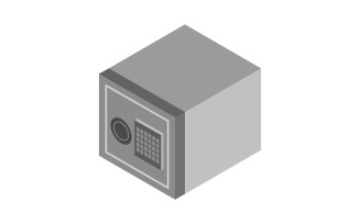 Isometric safe illustrated and colored in vector and colored on a white background