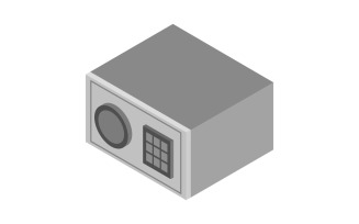 Isometric safe illustrated and colored on a white background