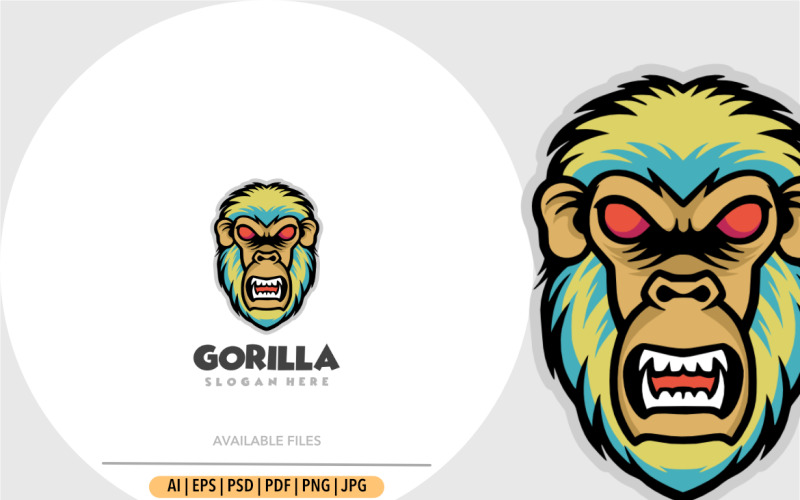 Monkey angry mascot logo cartoon illustration Logo Template
