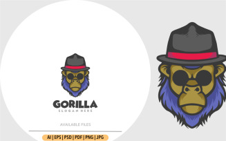 Monkey cartoon mafia logo template
