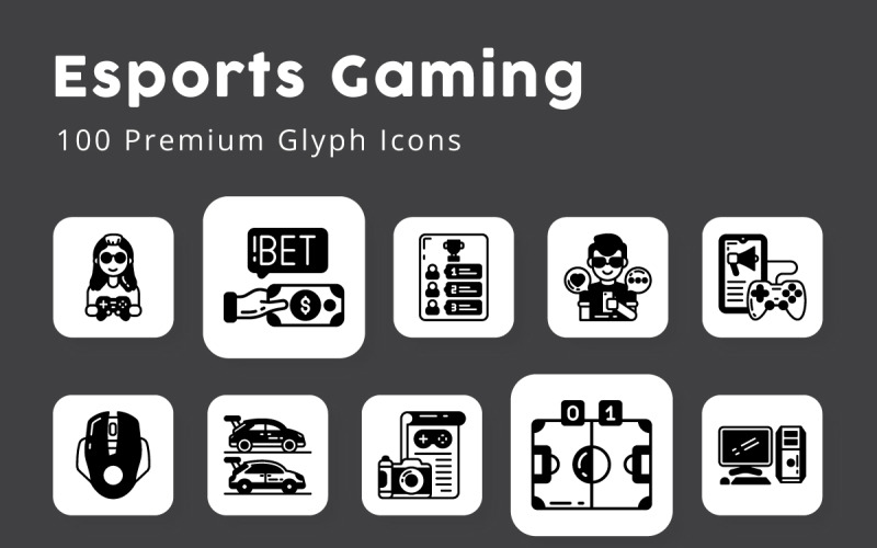 Esports Gaming Glyph Icons Icon Set