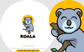Cute koala cartoon mascot logo