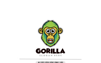 Cute monkey head cartoon design logo