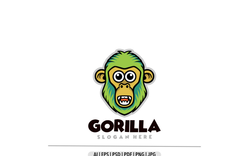 Cute monkey head cartoon design logo Logo Template