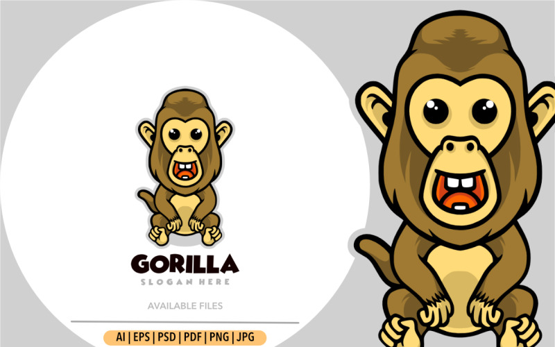 Gorilla baby cartoon mascot logo design Logo Template