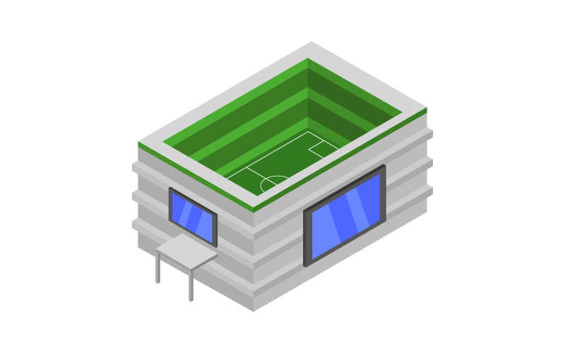 Isometric and colored stadium in vector on a background Vector Graphic