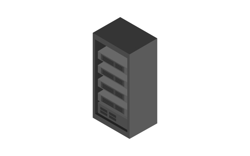 Isometric server in vector on background Vector Graphic