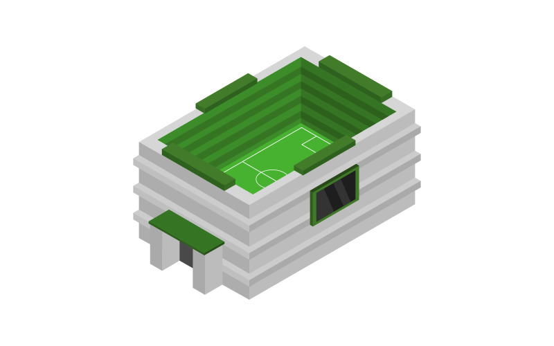 Isometric stadium illustrated and colored in vector on background Vector Graphic