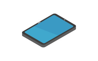 Isometric tablet illustrated and colored in vector on background