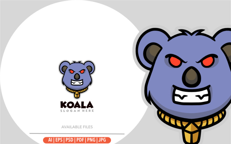 Koala head angry mascot logo Logo Template