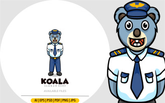 Pilot koala mascot logo design