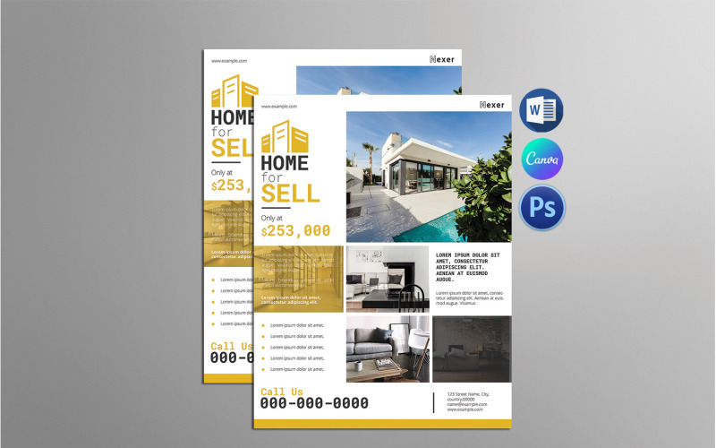 Printable Real Estate Company Flye Template. Corporate Identity