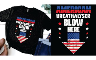 American breathalyzer blow here with American Flag arrow 4th of July Independence Day