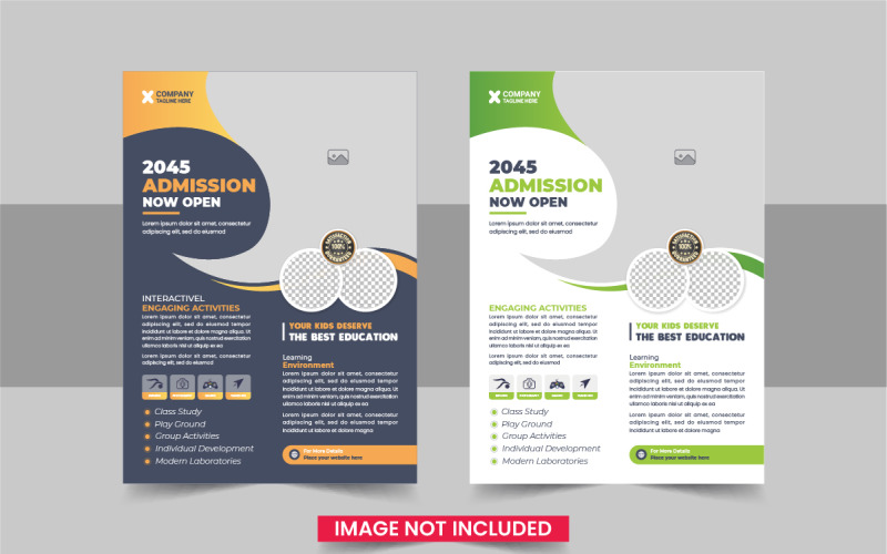 Back to school education admission flyer layout or School admission flyer design Corporate Identity