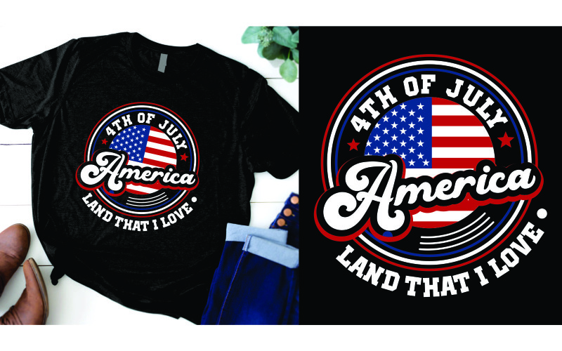 4th of July American land that i love Independence Day US American Flag Patriotic T-Shirt T-shirt