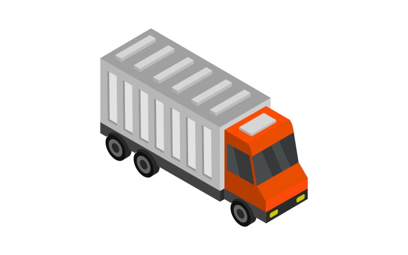 Illustrated and colored isometric truck on a white background Vector Graphic