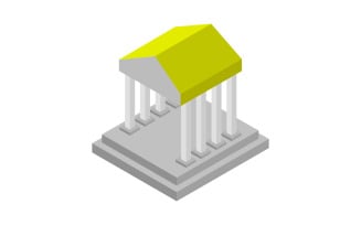 Isometric greek temple illustrated on a white background