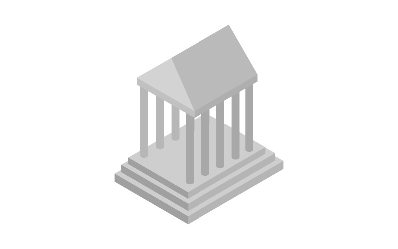 Isometric greek temple on a white background Vector Graphic