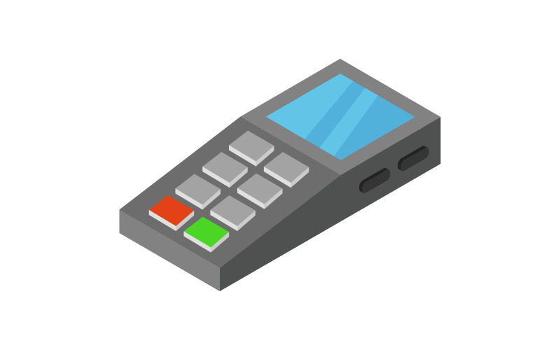 Isometric pos terminal illustrated on a white background Vector Graphic