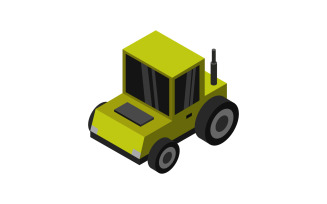 Isometric tractor in vector on background