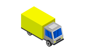 Isometric truck illustrated in vector and colored on a white background