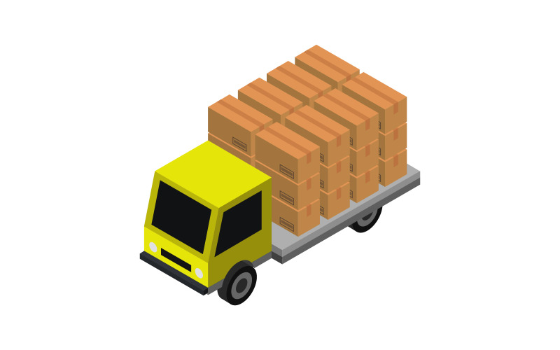 Isometric truck in vector and colored on background Vector Graphic