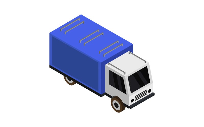 Isometric truck in vector and colored on white background Vector Graphic