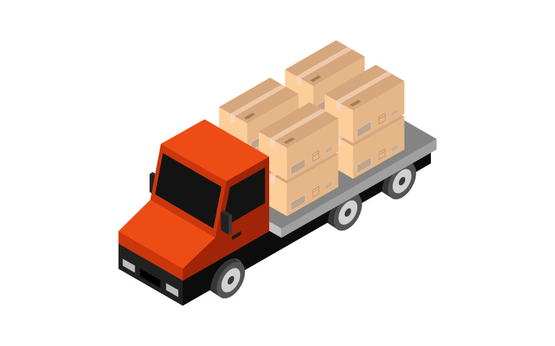 Isometric truck in vector on background Vector Graphic