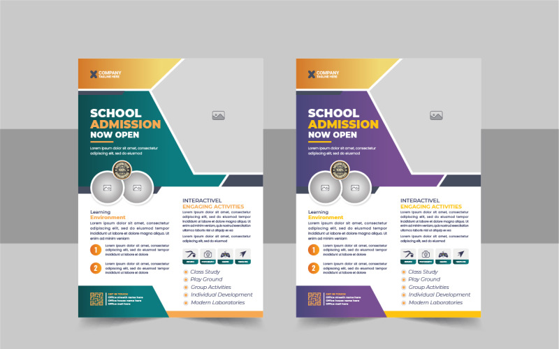 Kids back to school education admission flyer layout or School admission flyer design Corporate Identity