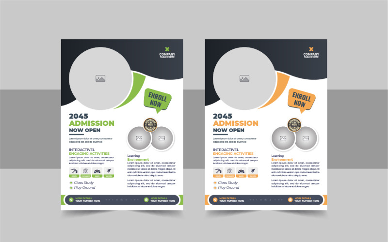 Kids back to school education admission flyer layout or School admission flyer template Corporate Identity