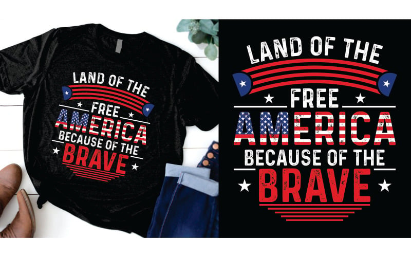 Land of the free america because of the brave t-shirt T-shirt