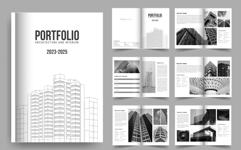 Modern building architecture portfolio interior portfolio template design Magazine Template