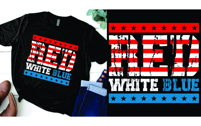 Red wine & Blue with USA Flag 4th of July independence day TShirt T-shirt