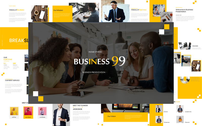 99 Business - Home Studio Business Presentation Template PowerPoint Template