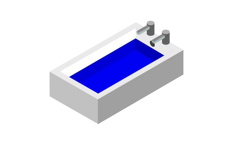 Isometric bathtub in vector on white background Vector Graphic