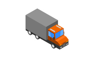 Isometric truck illustrated and colored in vector on a white background