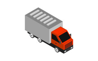 Isometric truck illustrated and colored in vector on background