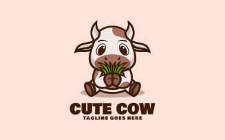 Cute Cow Mascot Cartoon Logo
