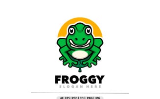 Frog mascot cartoon logo template design