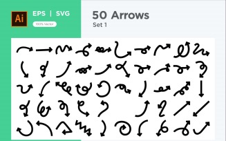 Hand Drawn Abstract Arrow Design Set 50 V 1 sec .1