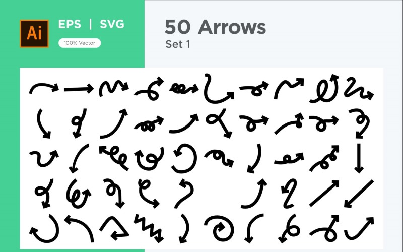 Hand Drawn Abstract Arrow Design Set 50 V 1 sec .1 Vector Graphic