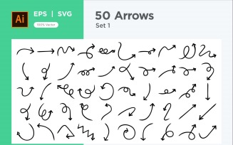 Hand Drawn Abstract Arrow Design Set 50 V 1 sec 7