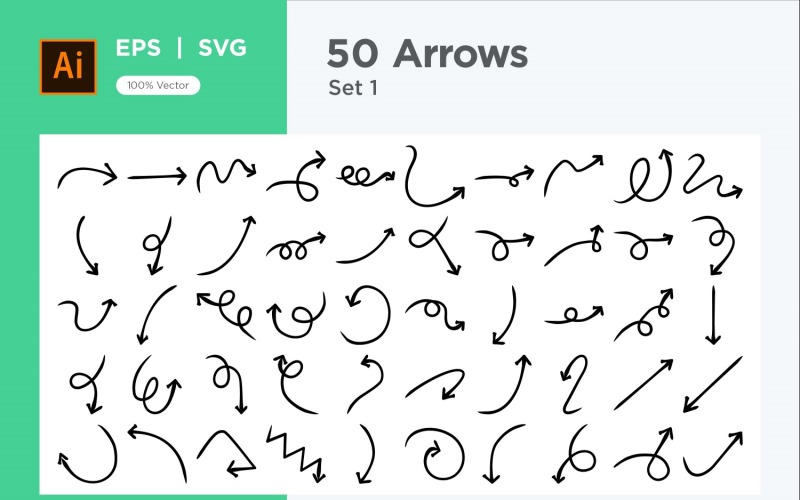Hand Drawn Abstract Arrow Design Set 50 V 1 sec 7 Vector Graphic
