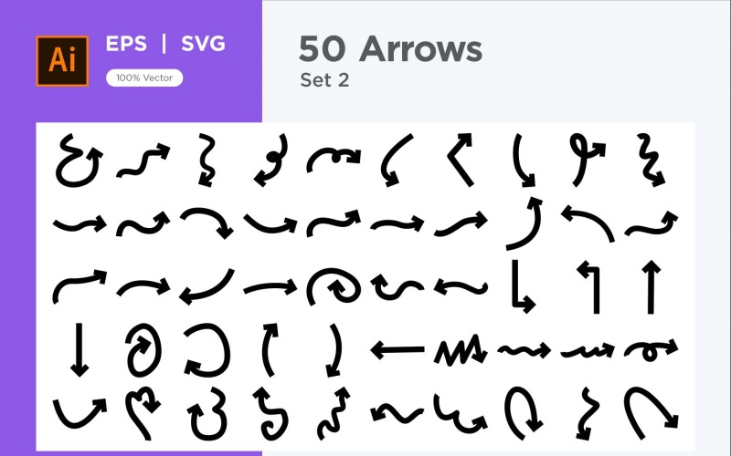Hand Drawn Abstract Arrow Design Set 50 V 2 sec .2 Vector Graphic