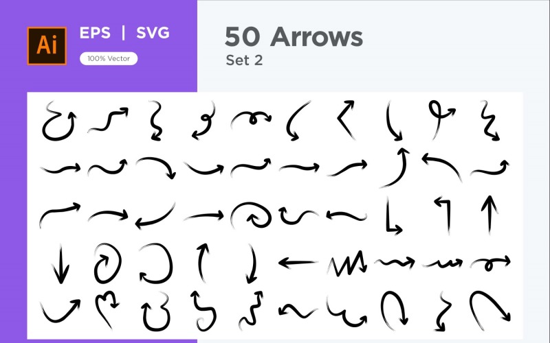 Hand Drawn Abstract Arrow Design Set 50 V 2 sec .3 Vector Graphic