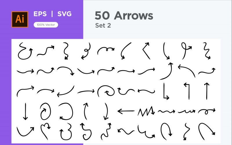 Hand Drawn Abstract Arrow Design Set 50 V 2 sec 7 Vector Graphic