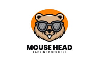 Mouse Head Mascot Cartoon Logo