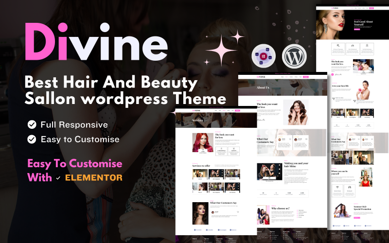Divine Hair And Beauty Salon- Wordpress Theme WordPress Theme