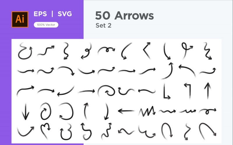 Hand Drawn Abstract Arrow Design Set 50 V 2 sec 8 Vector Graphic